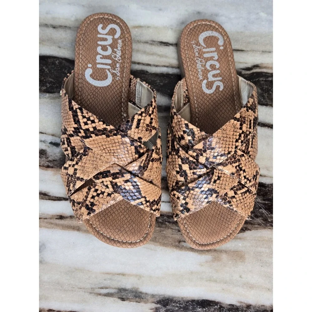 Circus By Sam Edelman Women's Burnett Animal‎ Print Slide Flat Sandals US 7